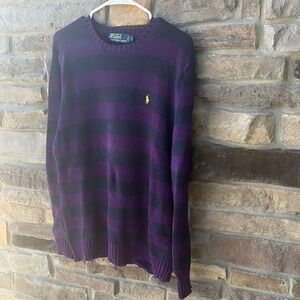 Polo by Ralph Lauren Men's Sweater in Purple and Black Stripes